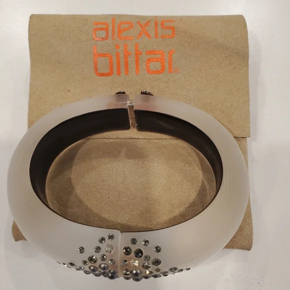 Alexis Bittar Lucite, Crystal Studded Hinge Bracelet, NWOT - Picture 2 of 5